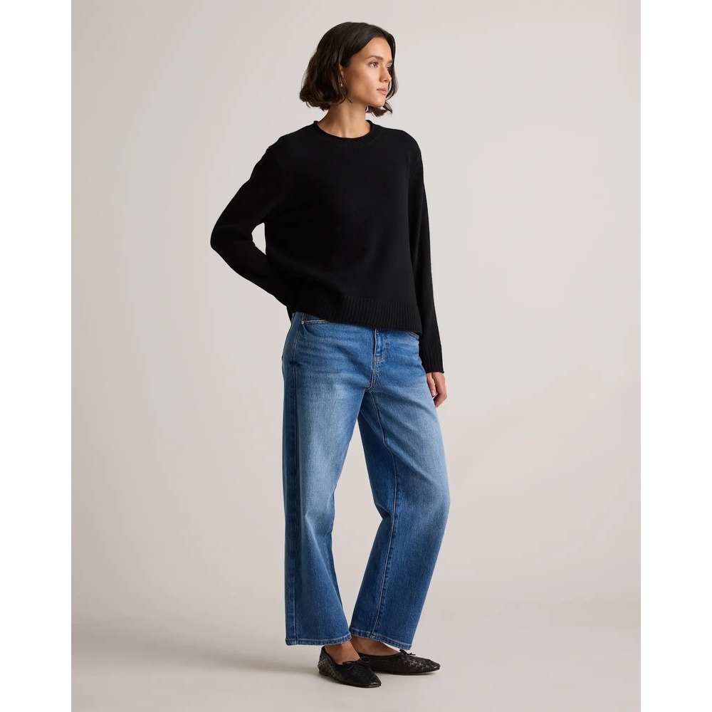 Quince Women's 100% Mongolian Cashmere Crewneck Sweater Black XS NWT Minimalist